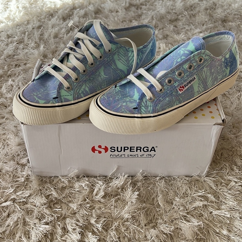 New in Box Superga Blue Hawaiian Sneakers